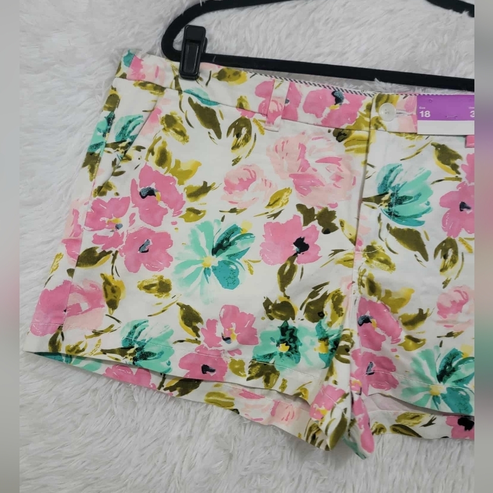 Merona Bermudas Floral Women's Shorts - Pink, Green, Blue Womens Size 18 - Picture 6 of 11